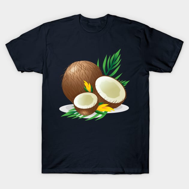 Coconut Illustration Hand Drawn T-Shirt by Mako Design 